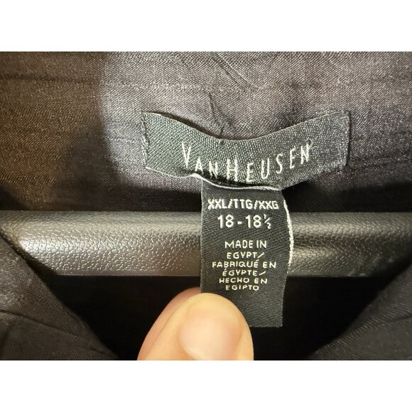 Van Heusen Short Sleeve Button Up Shirt, Black/Charcoal, Men's Size XXL - Picture 10 of 10